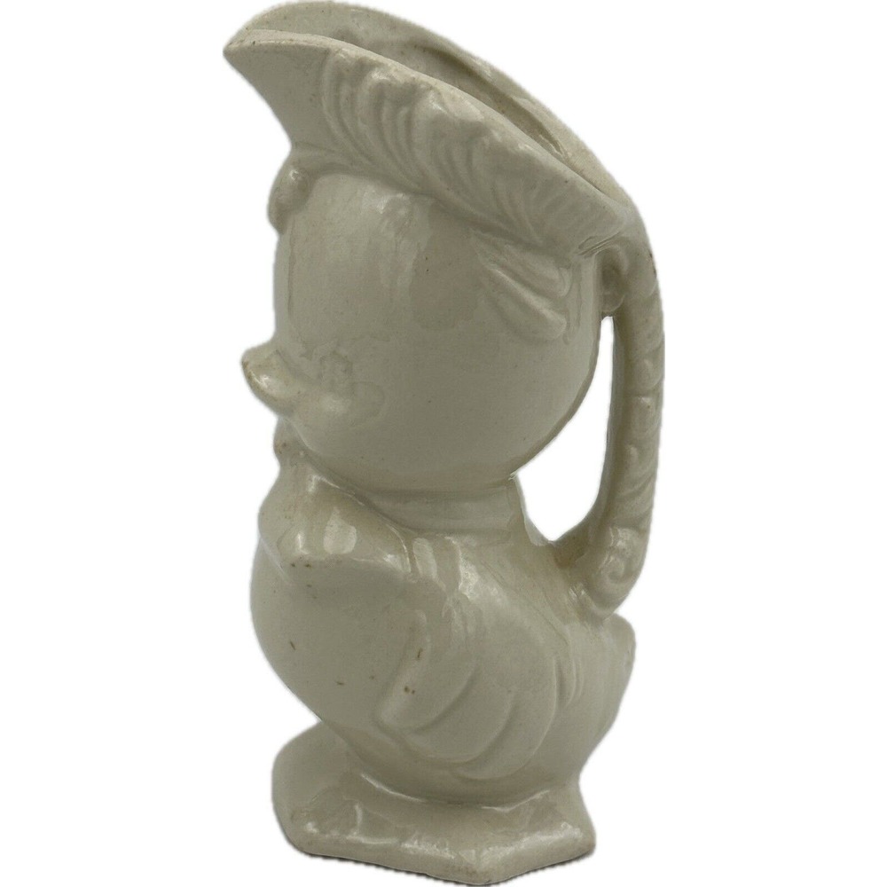 Vtg Shawnee Pottery Duck Bird Pitcher Jug White 7 1/2" Tall Farmhouse Decor Core